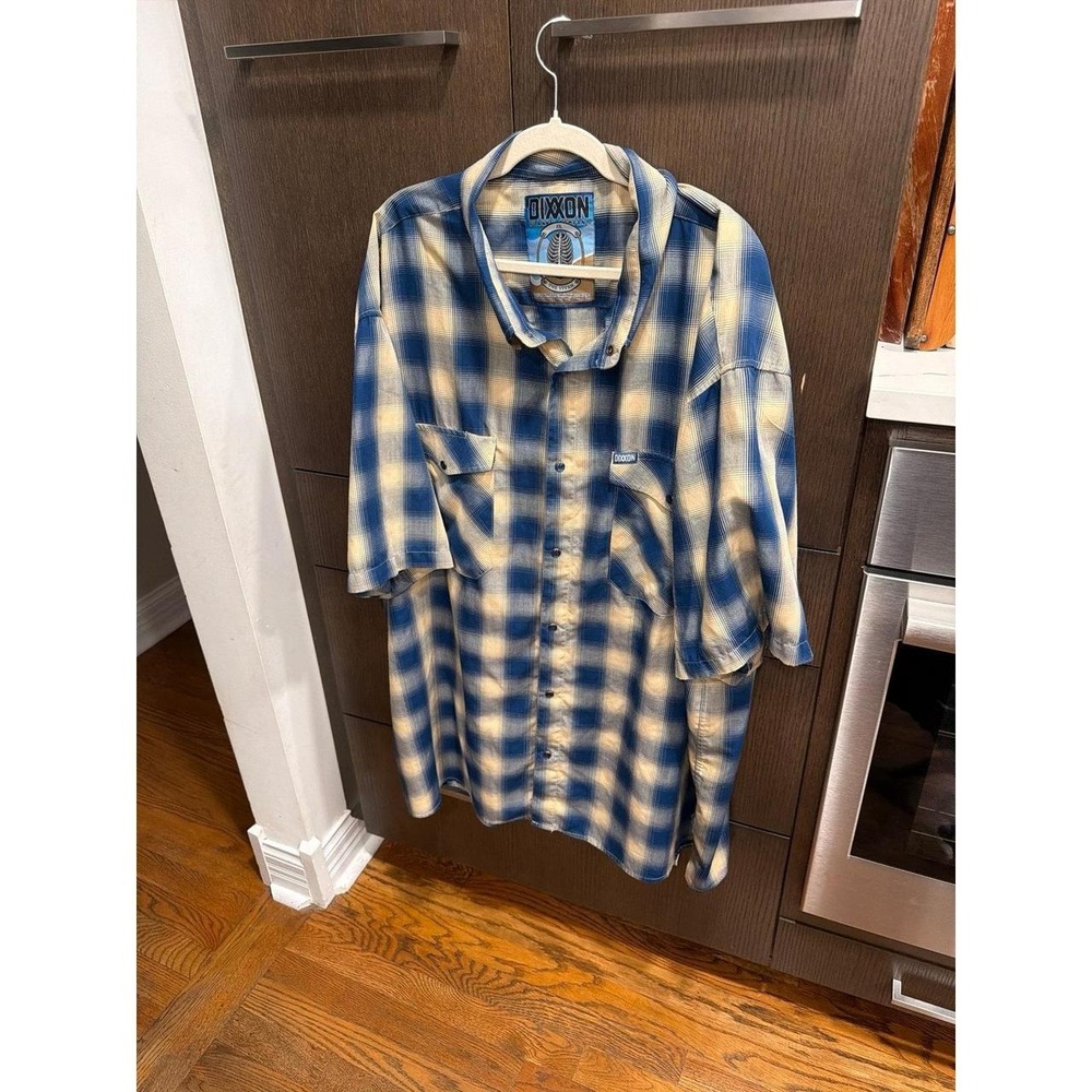 Mens Dixxon Flannel The Stern short Sleeve Pearl Snap Shirt Plaid Multicolor 5XL